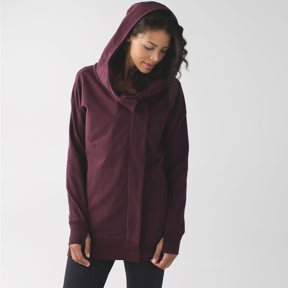 Lululemon Wrap It Up Hoodie Sweatshirt Jacket in Heathered Bordeaux Drama sz 12